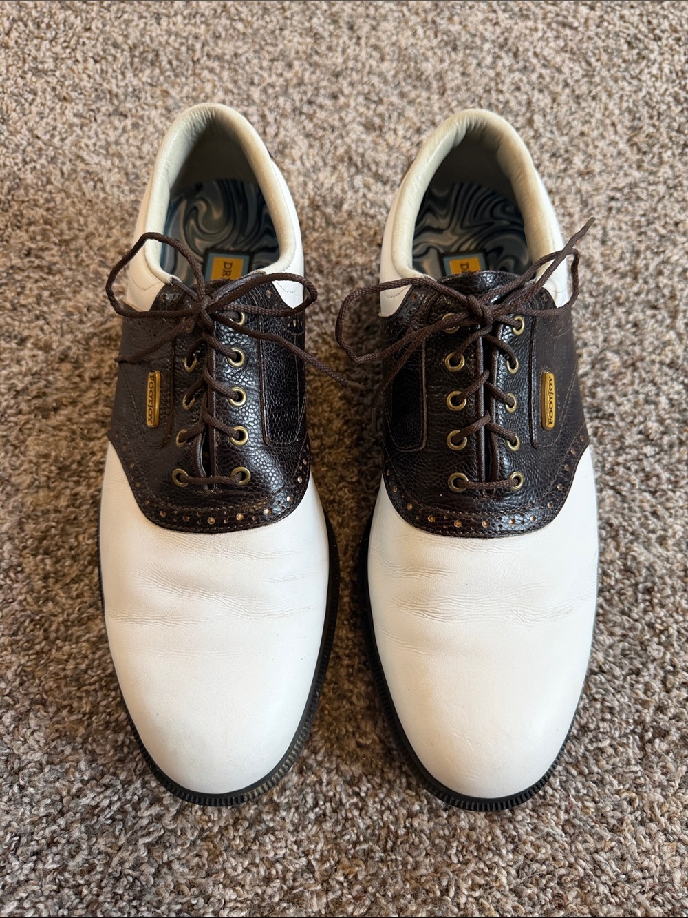 FootJoy White and Brown Men's Leather Golf Oxfords